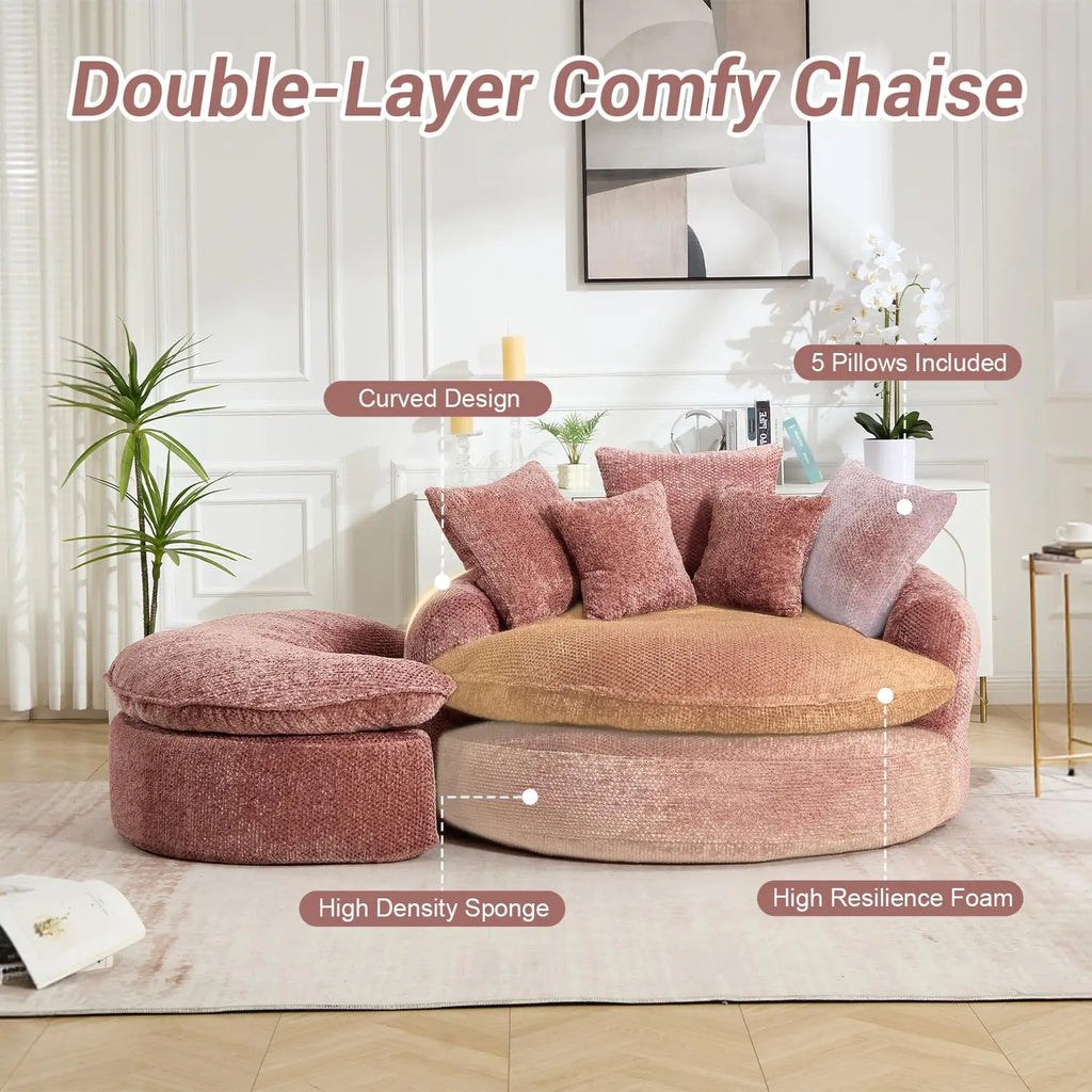 54IN Chenille Chaise Lounge Bean Bag Sofa Bed Oversized and Plush