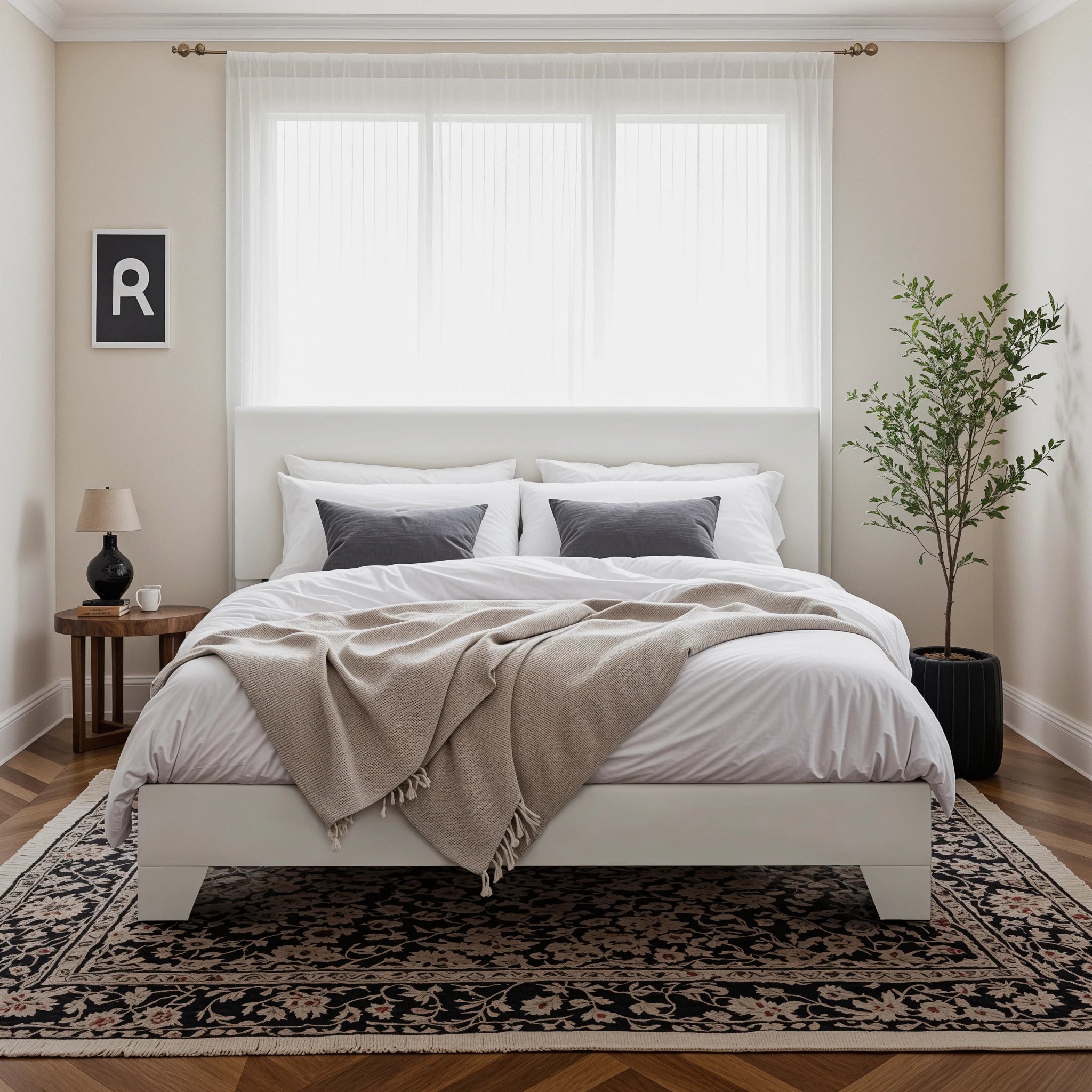 Strong Bed Frame, Adjustable Headboard, Soft Linen Fabric, Noise-Free
