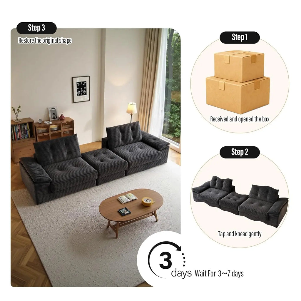 Compressed Convertible Sofa Bed, Thick Corduroy Fabric