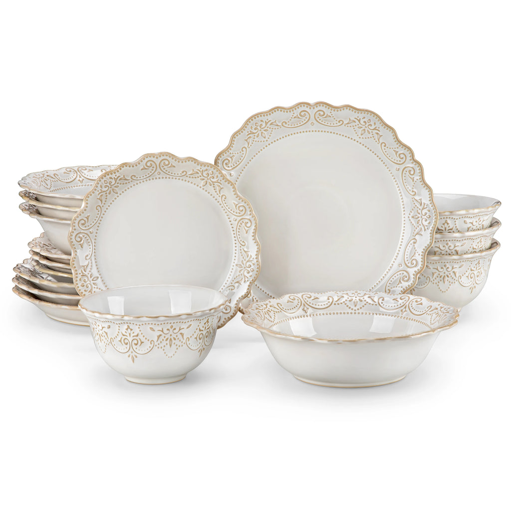 16/32 Piece White Stoneware:  4 Dinner/Dessert/Cereal & Soup Bowls