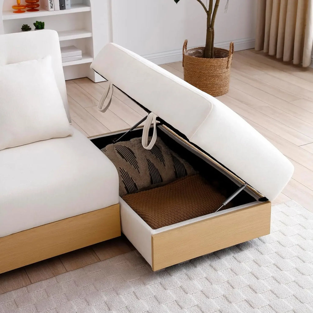 Multi-Functional Sofa Sleeper,  Storage Ottoman, 2-Drawers Sectional Couch