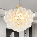 20" Gold Pendant Chandelier, Threaded Clear Glass Globe(No Bulbs)