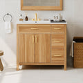 36in Wood Bathroom Vanity/Sink, 3 Drawer Storage Adjustable Shelf.