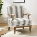 Upholstered Accent Chair with Graceful Curves and Wooden Legs