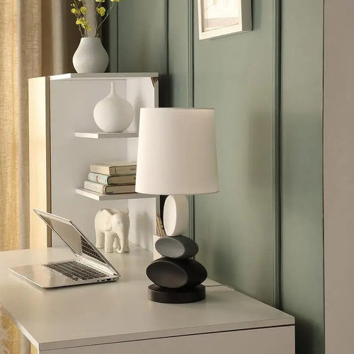 19-Inch Coastal Stacked Tablet Metal Table Lamp