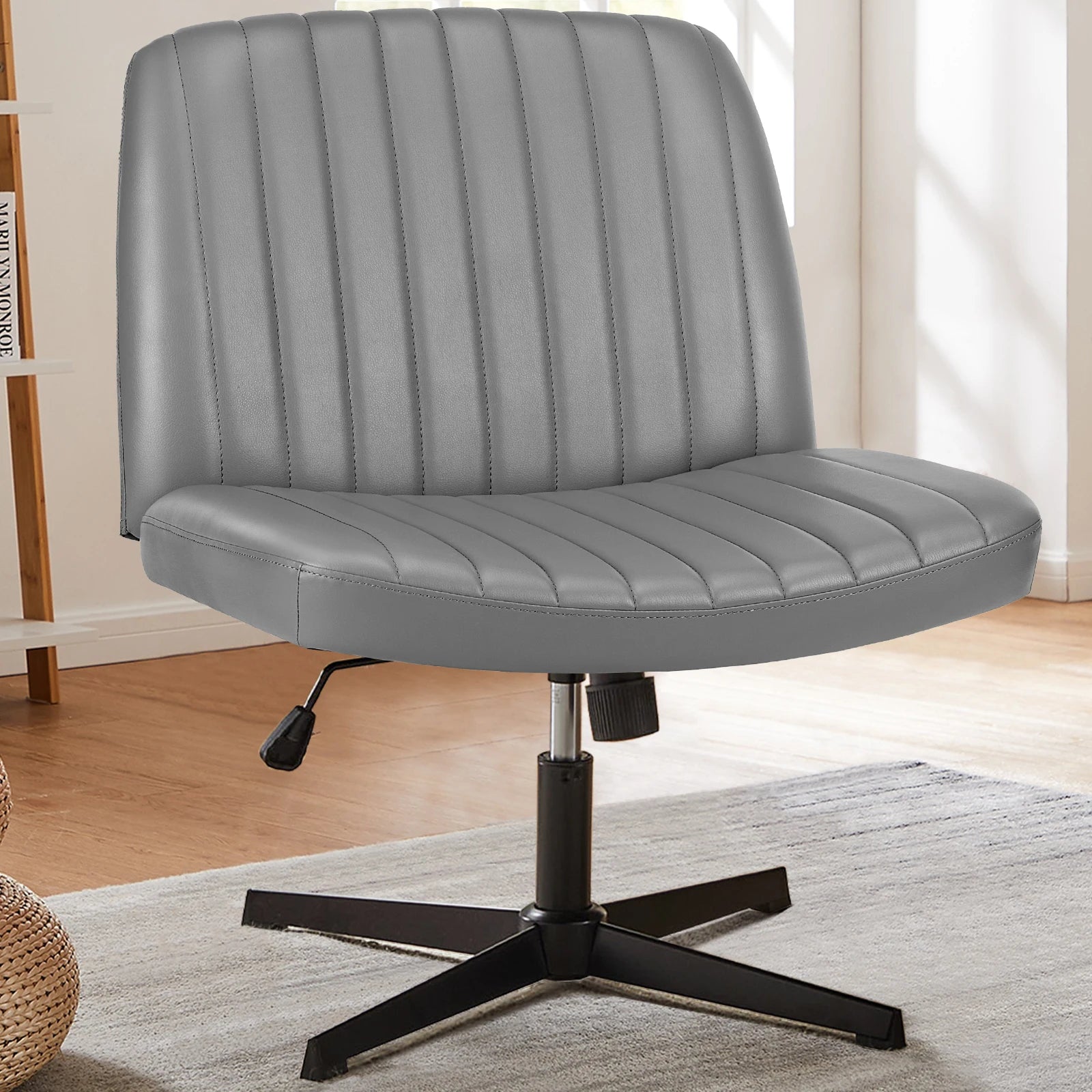 Cross Legged Rocking Gaming Chair Armless Wide Adjustable Swivel