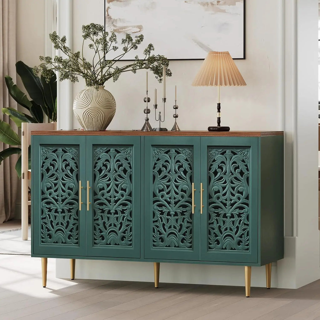 47.8" Accent 4-Door Carving Buffet Cabinet with Storage