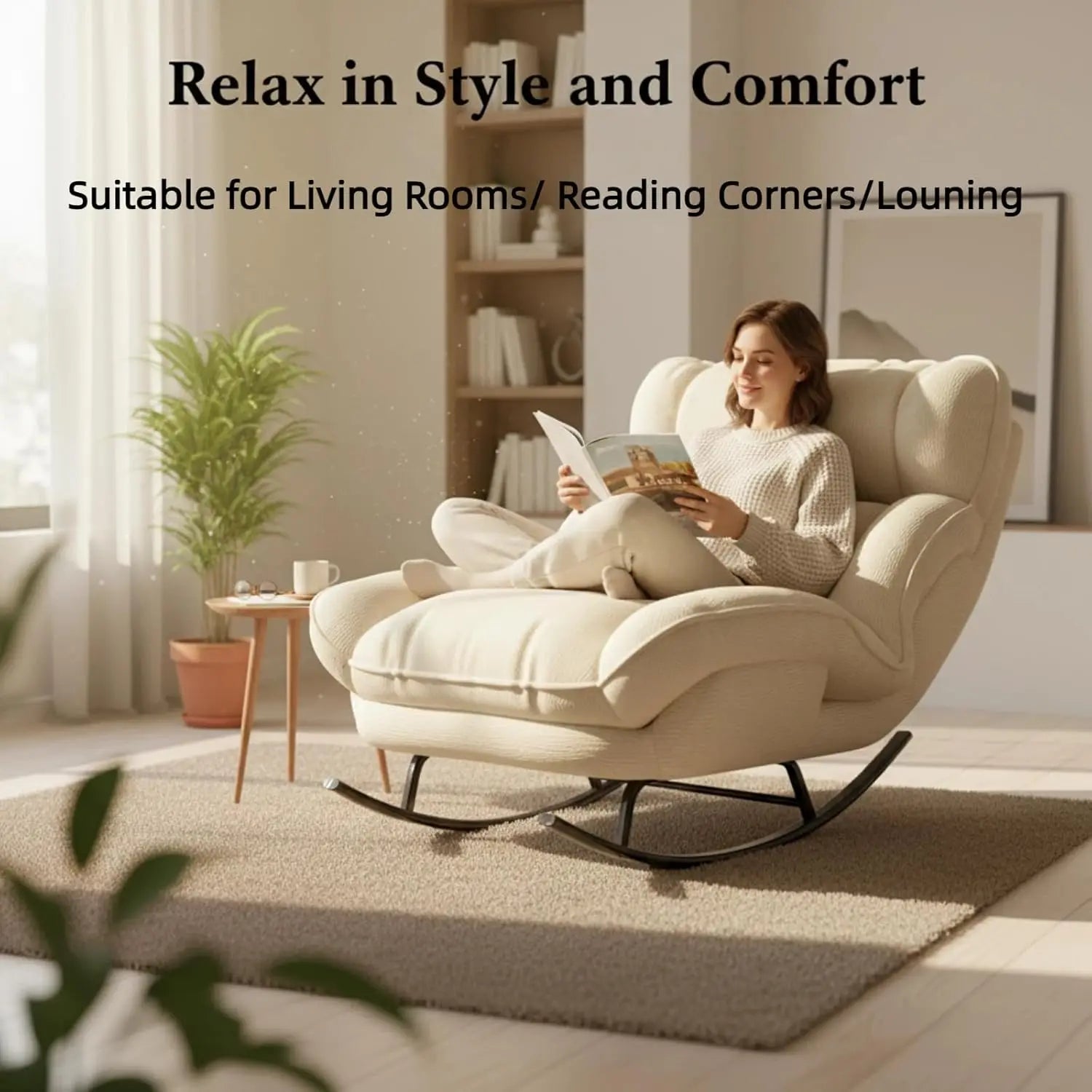 Ergonomic Sofa, Rocking Chair, Metal Frame, Adjustable Backrest