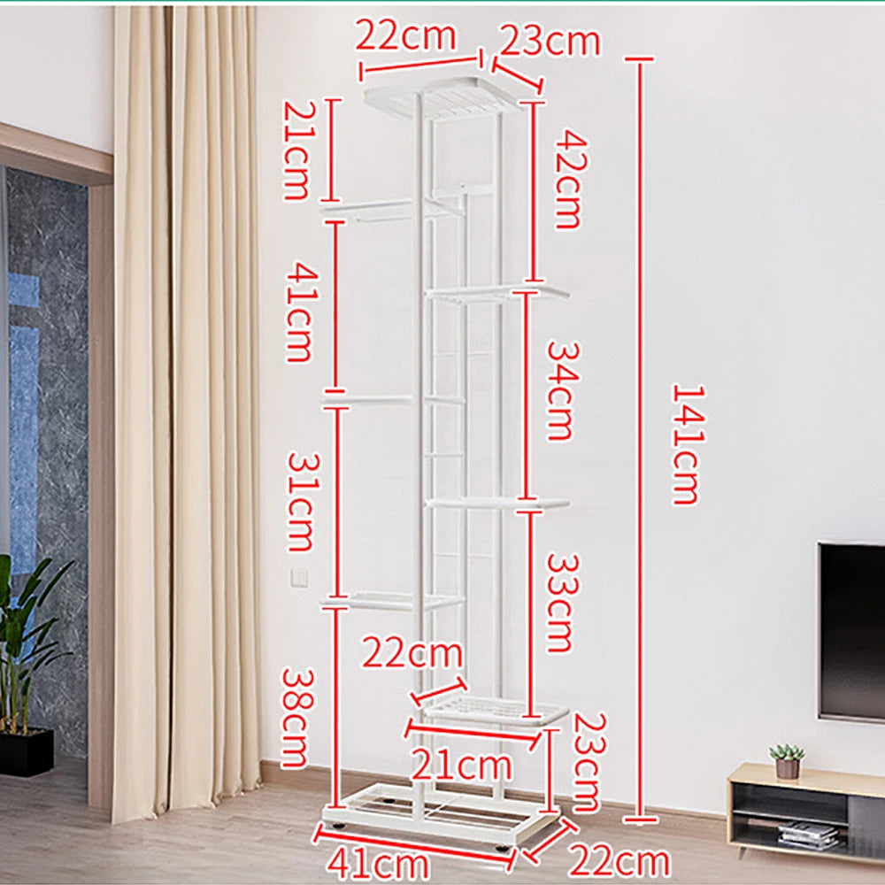 7/8 Tiers Garden Plant Stand, Metal Tiered Shelf Potted Plant Holder