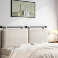 King Size Wall Mounted Upholstered Headboard Linen Fabric, Beige