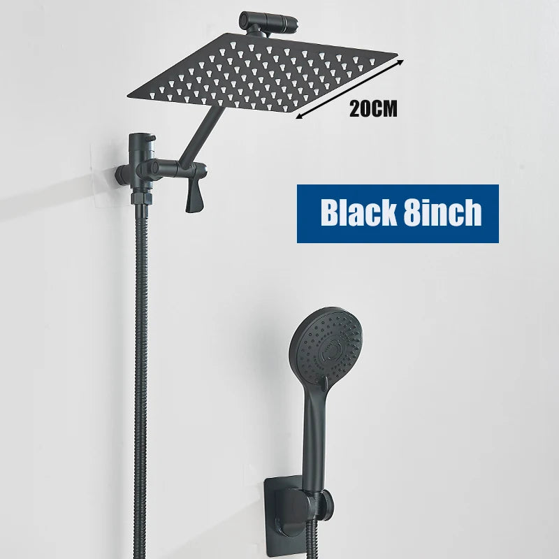 Rainfall 8"/10" High-Pressure Shower Head Concealed 2-In-1 Set,