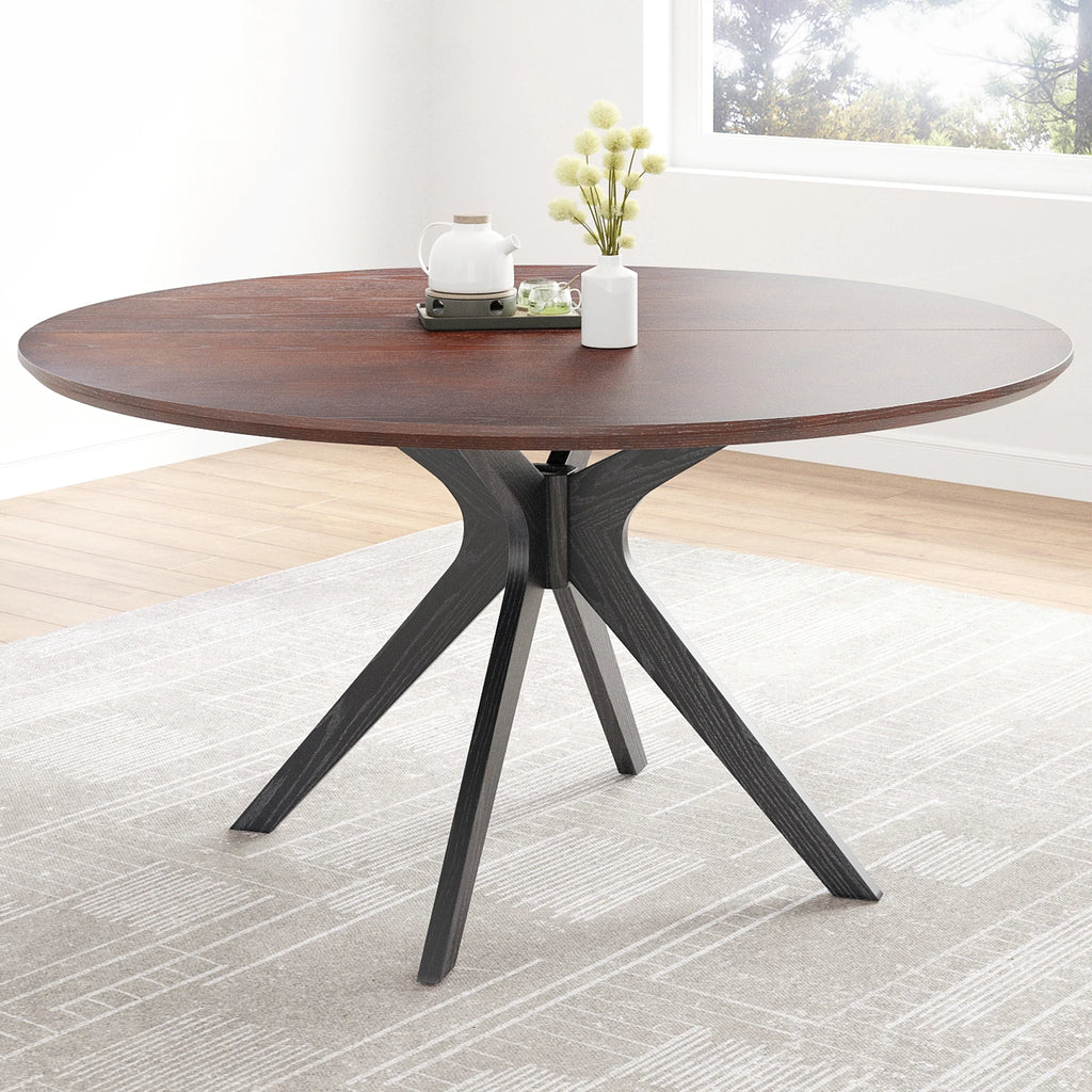 Round Natural Wood Table, Easy Assembly, Modern Small Table for 2-4 People