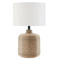 20.5" Tall Petite/Rattan  Desk/Table Lamp, Fabric Shade in Natural Rattan/Brass/White