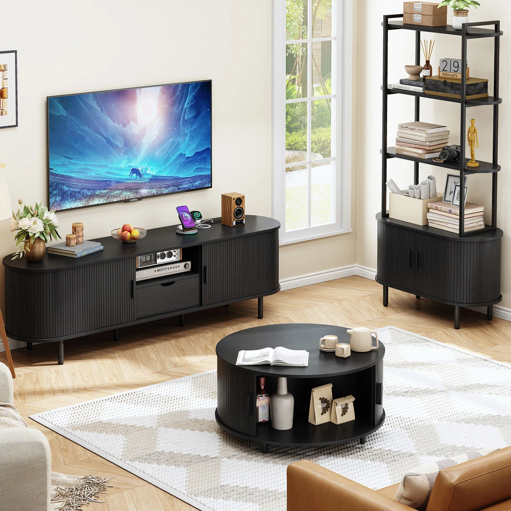69IN TV Console for TVs up to 80", with Storage, Drawer and Adjustable Shelves