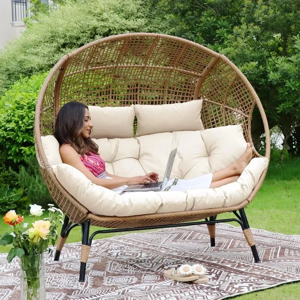 Indoor/Outdoor Stationary Double Egg, 6.5IN Padded Cushions, 680 lbs.