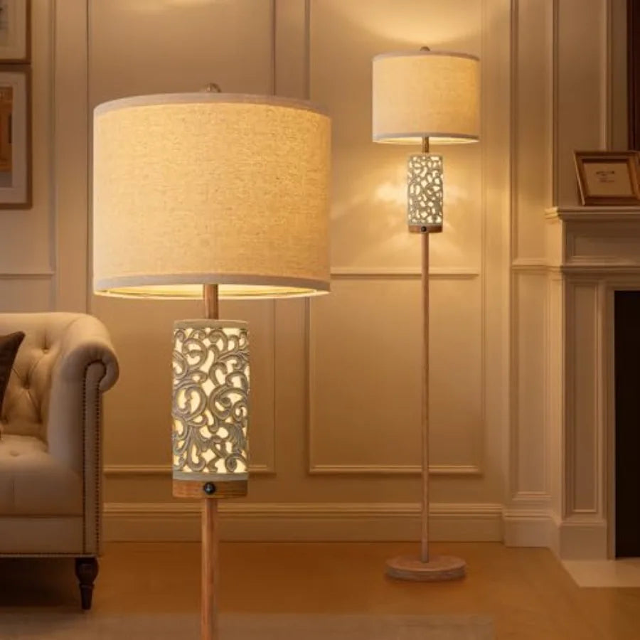 65" Tall Floor Lamp w/Night Light, Vintage Standing Lamp