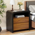 24IN Nightstand, Curved Anti-Collision Design 2 Storage