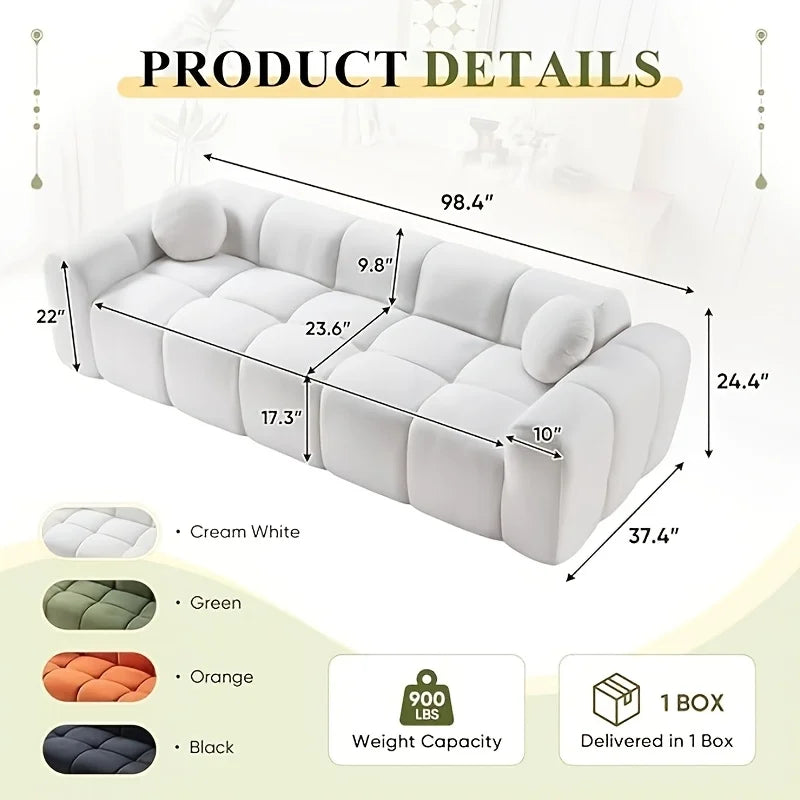 Boneless Cloud Sofa, Fluffy Corduroy, 2 Pillows, Oversized Loveseat