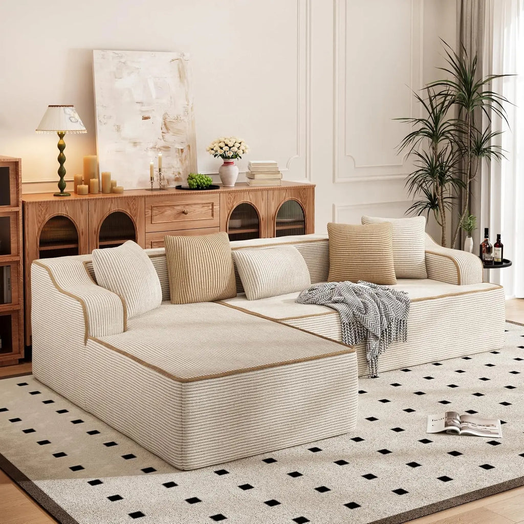 104IN Cloud Sectional Sofa, L-Shaped, Deep Seats, Compressed Couch