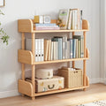 3-Tier Wooden Open Bookcase with Solid Wood Frame.
