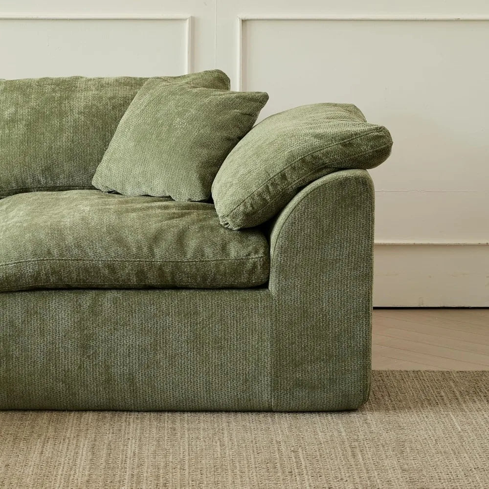 110" Cloud Sectional Couch Convertible L-Shape Boneless, Ottoman, 3 Seater