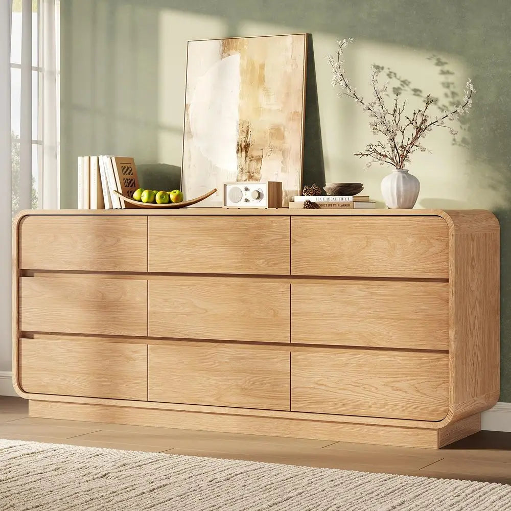 Wooden  9-Drawer 59IN Wide Curved Profile Design
