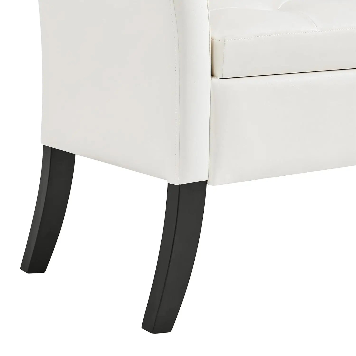 Storage Bench Leather Rolled Arms White