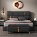 Queen Size Hydraulic Storage Bed w/Ottoman 2 Piece, Black