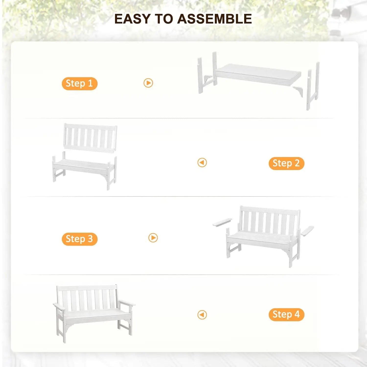 All Weather Outdoor Bench 800 Lbs 2 Person Rot/Fade Proof