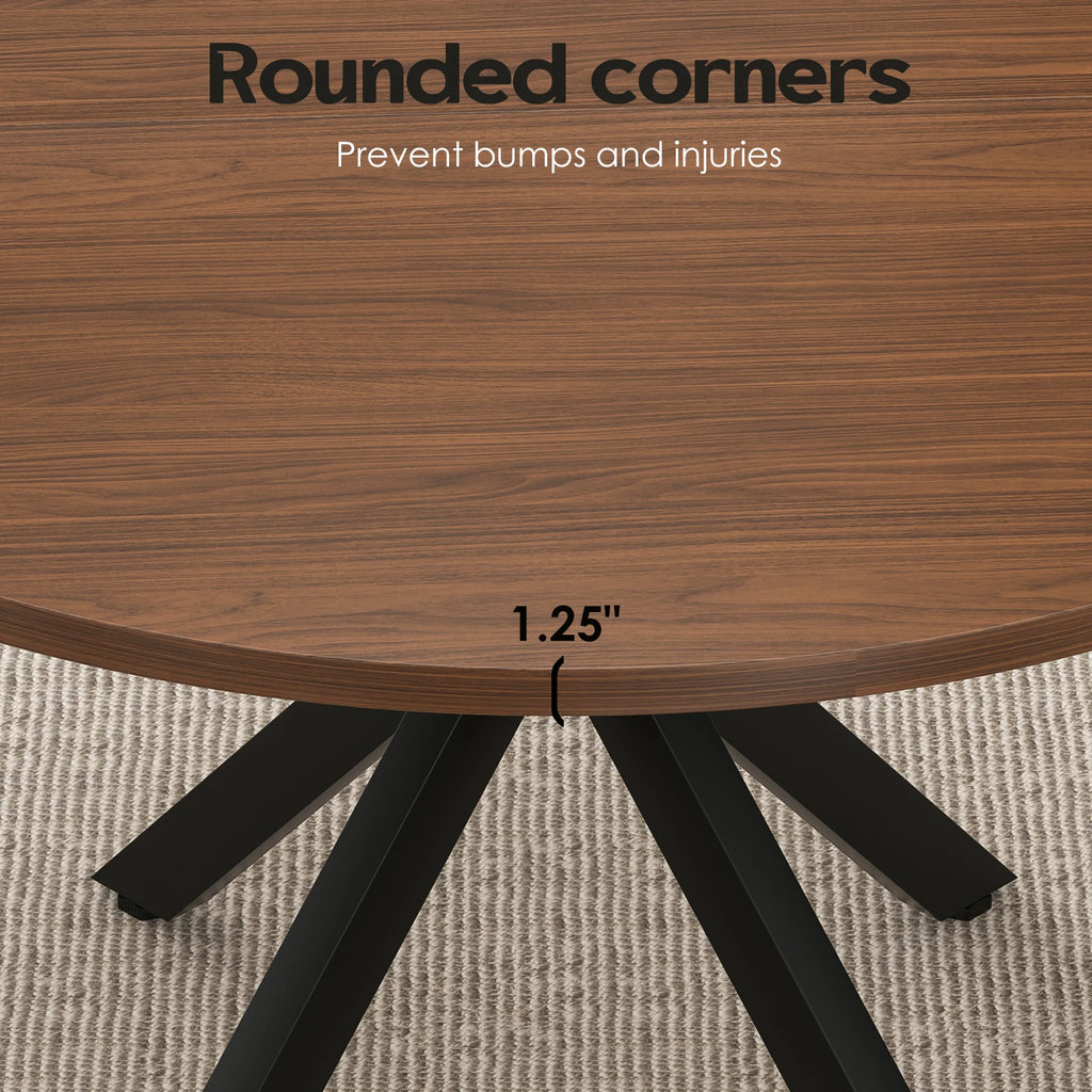 47.2" Solid Wood Farmhouse Round Dining Table for 4-6 People