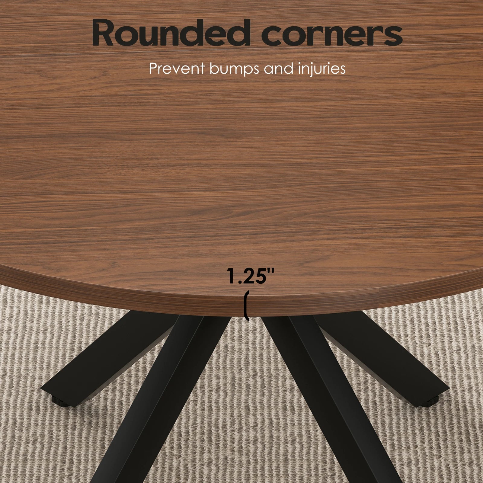 47.2" Solid Wood Farmhouse Round Dining Table for 4-6 People
