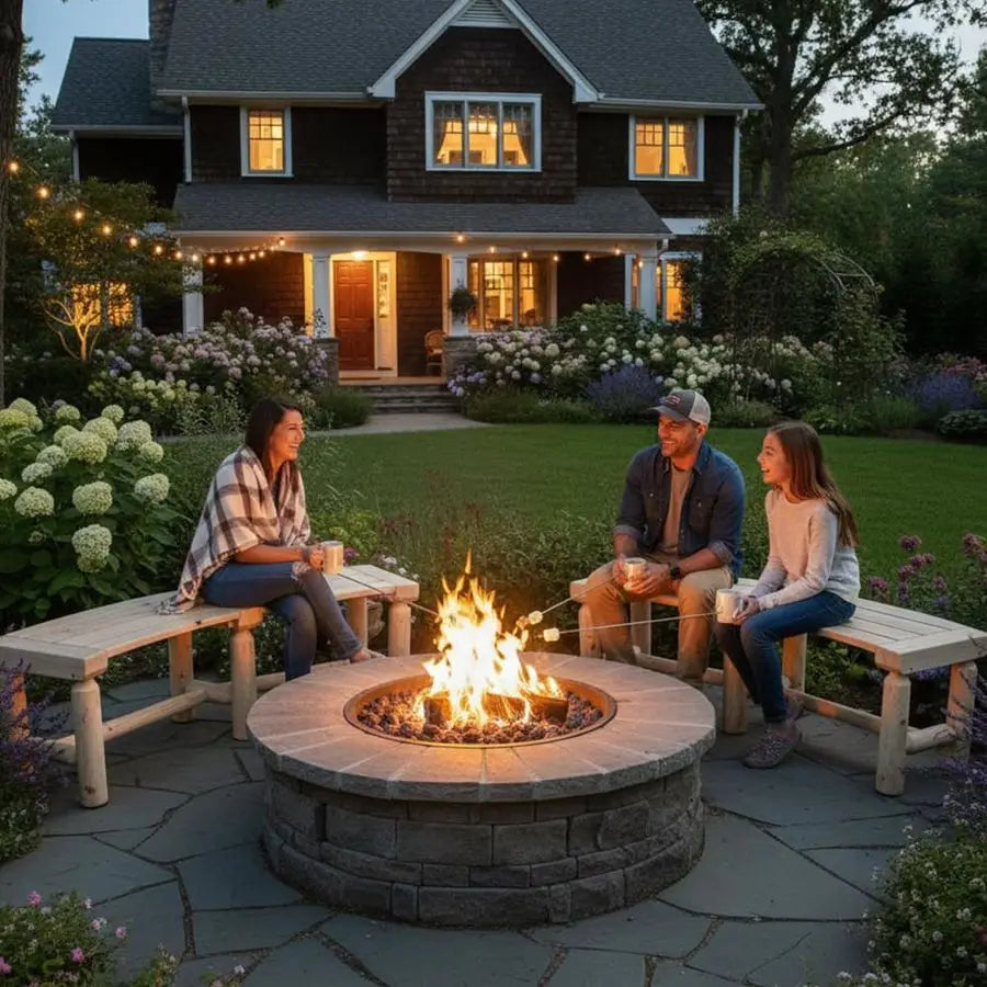 Rustic Log Style Circular Seating 40" Solid Wood Backless Seat