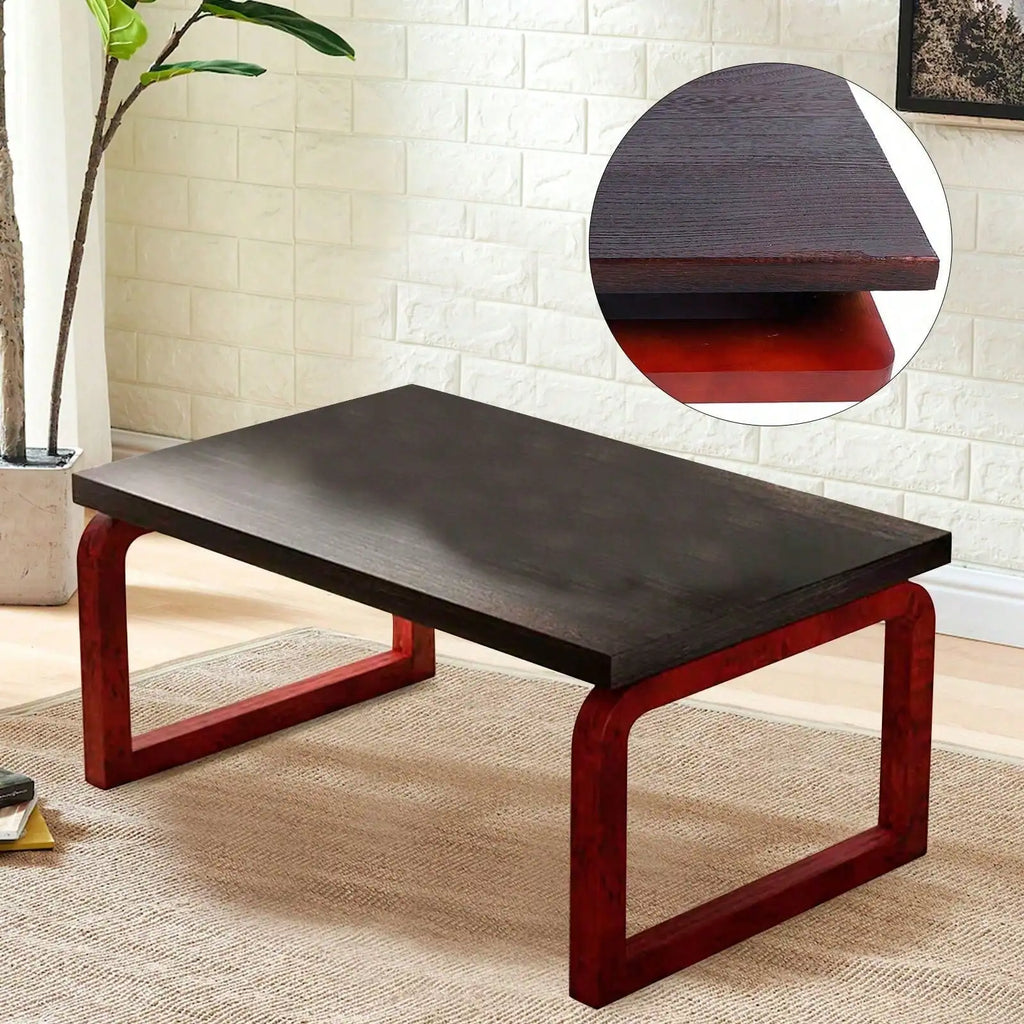 Brown Wooden Folding Coffee Table - Versatile Low Tea Table