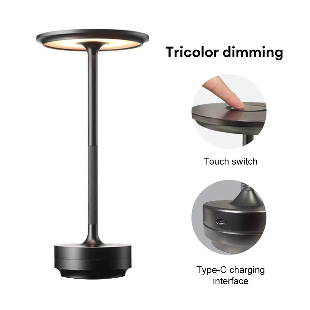 LED Desktop Lamp USB Touch Dimming Metal Recharge Night Light
