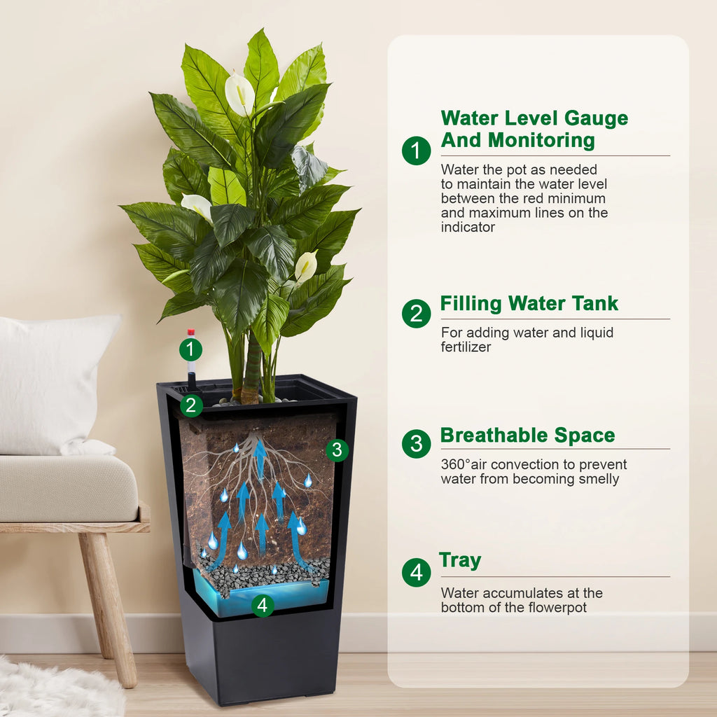 2pc Outdoor/Indoor High Front w/Drainage Holes Auto Watering
