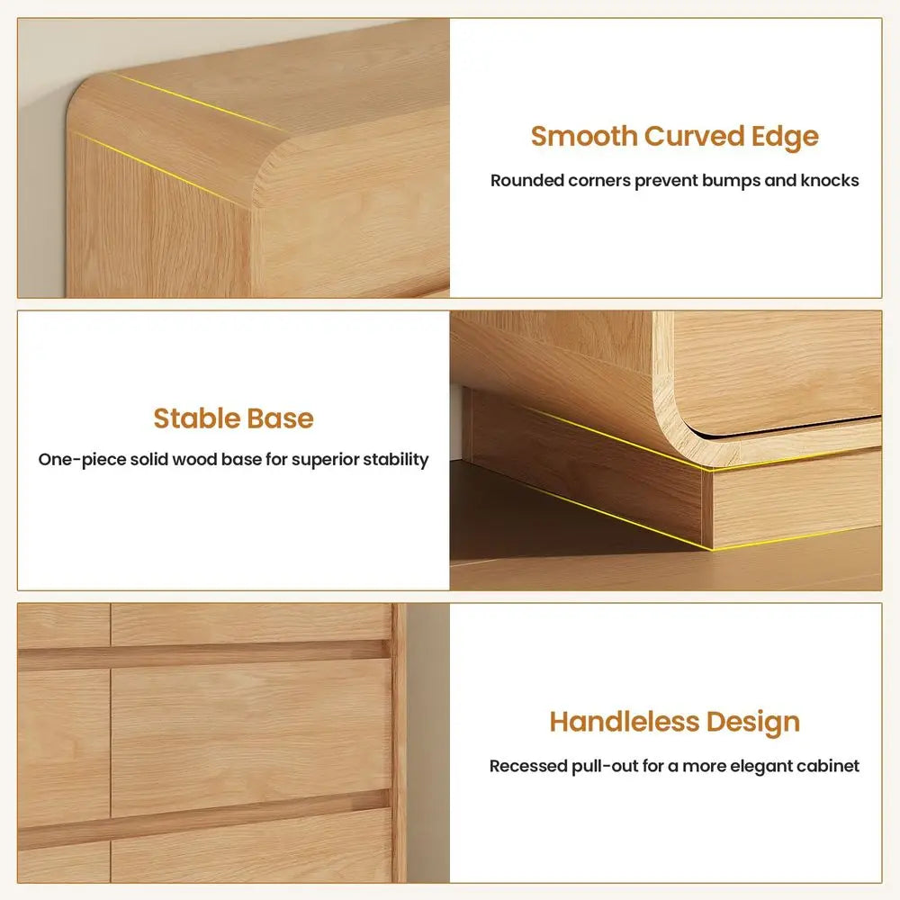 Wooden  9-Drawer 59IN Wide Curved Profile Design