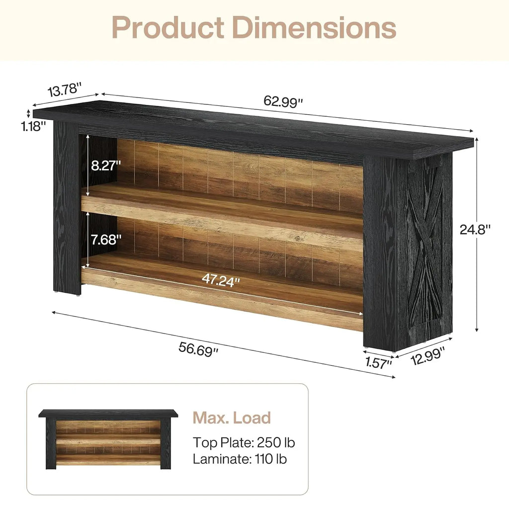 65IN Farmhouse Entertainment Center, Storage Cabinet