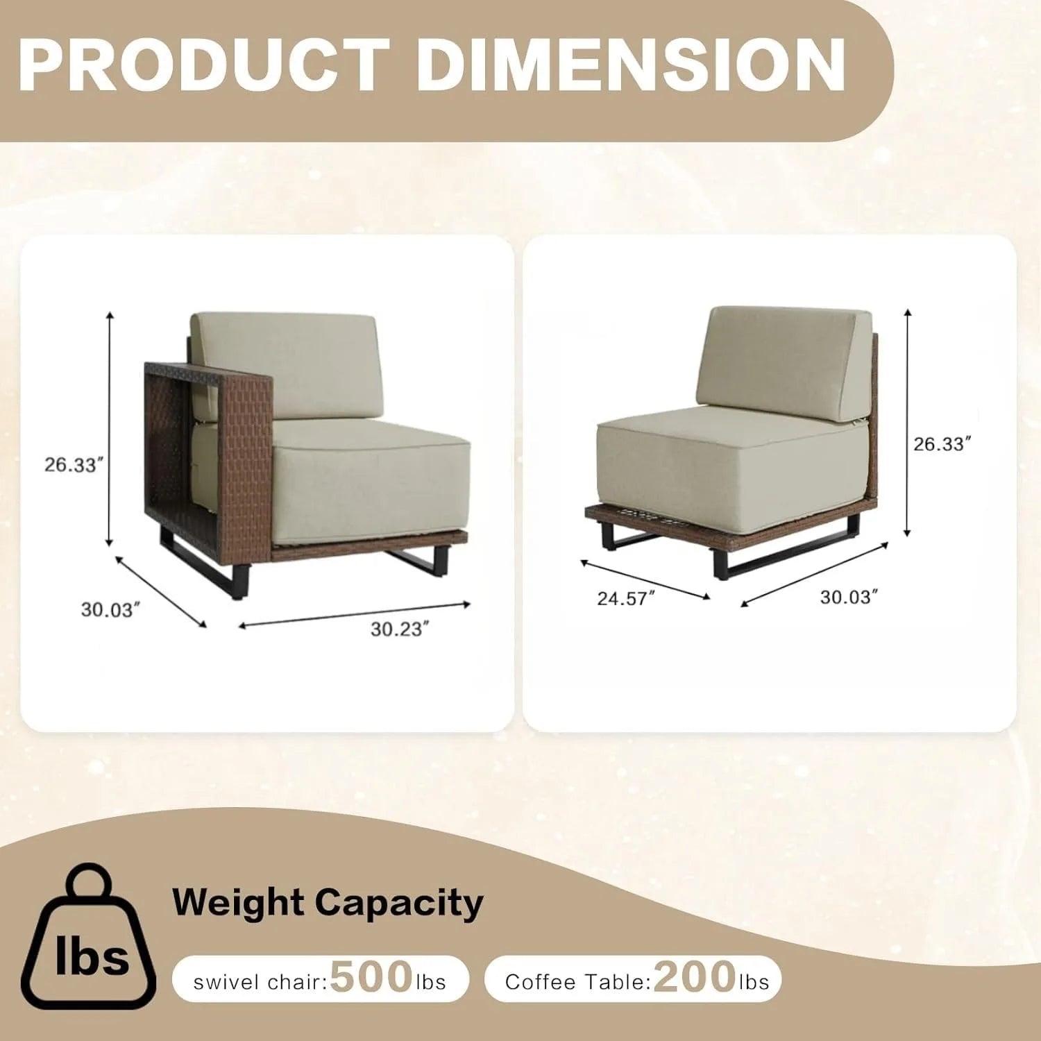 3-Piece All Weather PE Rattan Outdoor Sectional Sofa