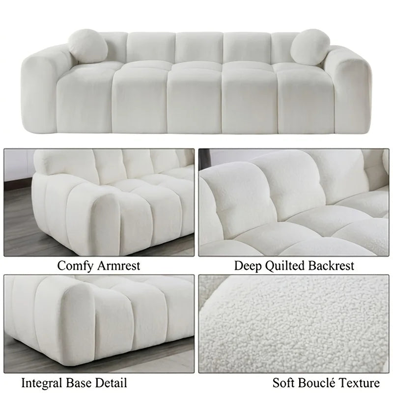 Boneless Cloud Sofa, Fluffy Corduroy, 2 Pillows, Oversized Loveseat