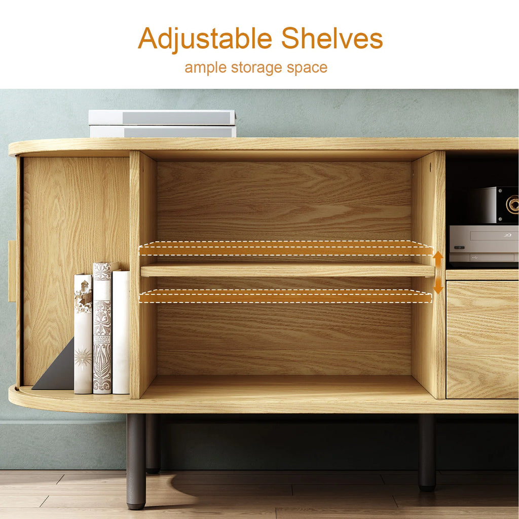 69" Entertainment Center, Storage, Drawer, Adjustable Shelves, Power Outlet for TVs up to 80"