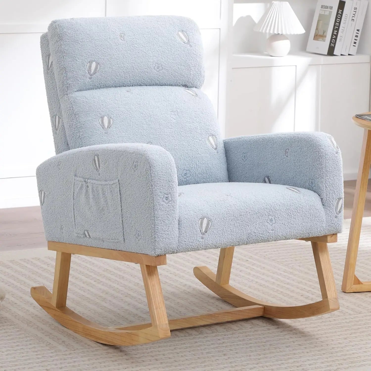 Rocking Chair, Sherpa Armchair with High Backrest