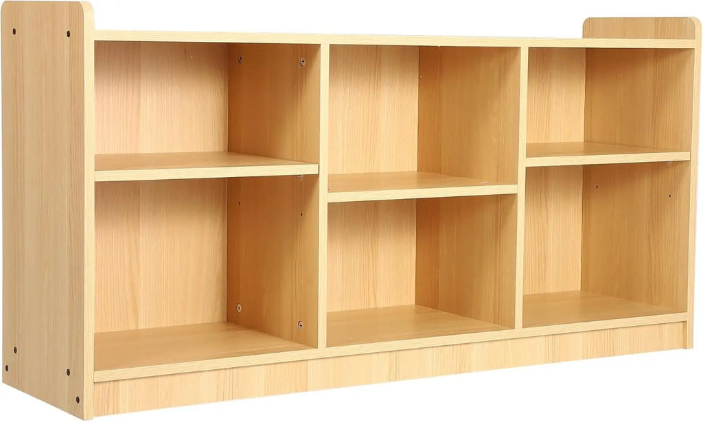 6-Shelf Montessori Toy Organizer, Bookcase with Adjustable Dividers, Natural