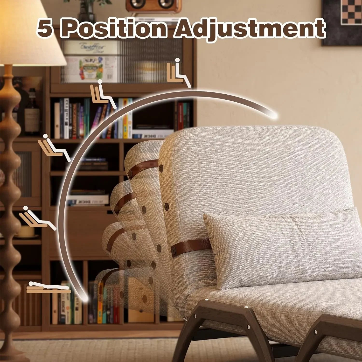 Convertible  Futon Sleeper Chair, 3-in-1 Fold-Out Chair That Turns Into A Sleeper