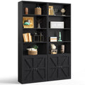 Set of 2, 71.5" 6-Tier Wooden Bookcase, Cabinet Doors,