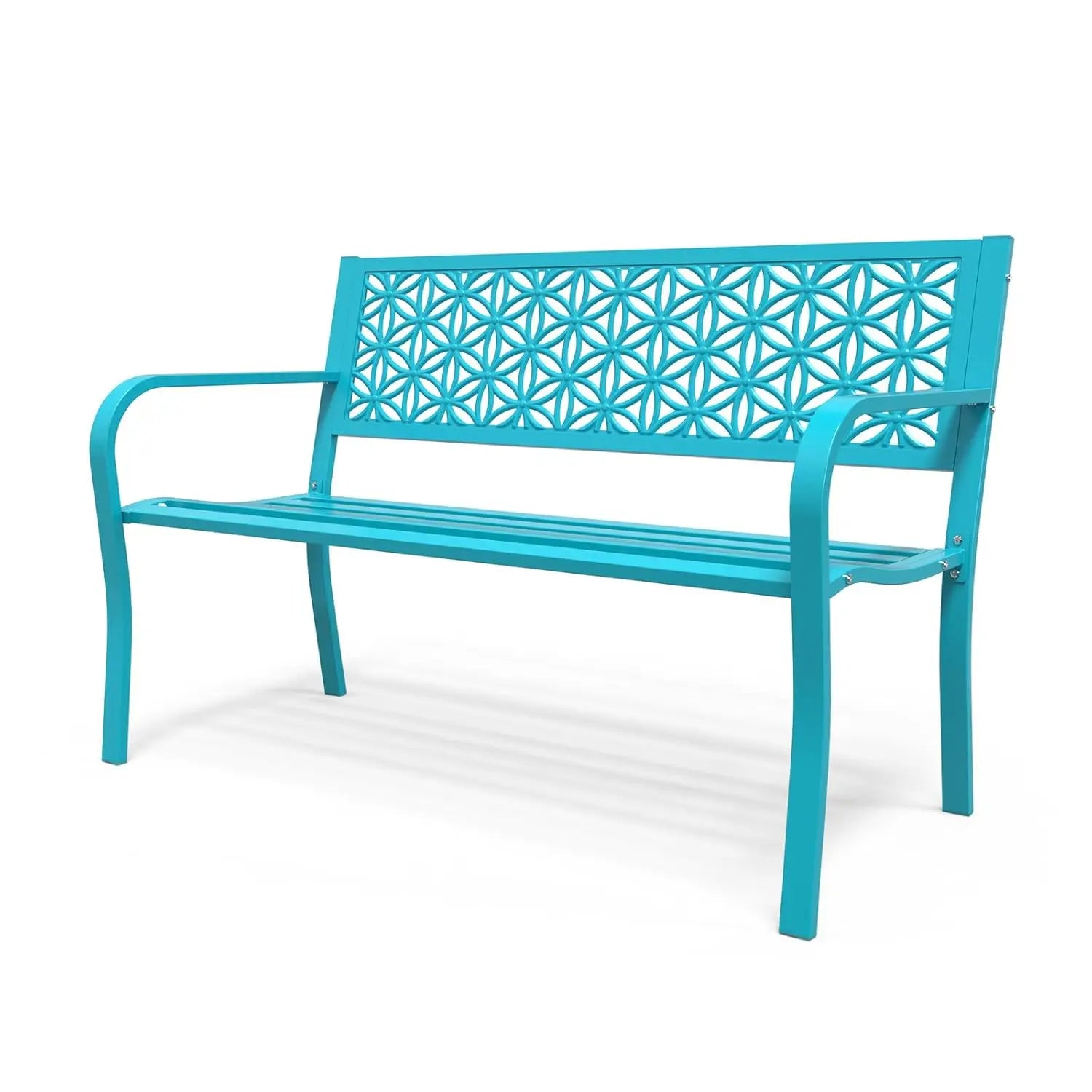 50" Metal Garden Bench Floral Back, 800lb Capacity