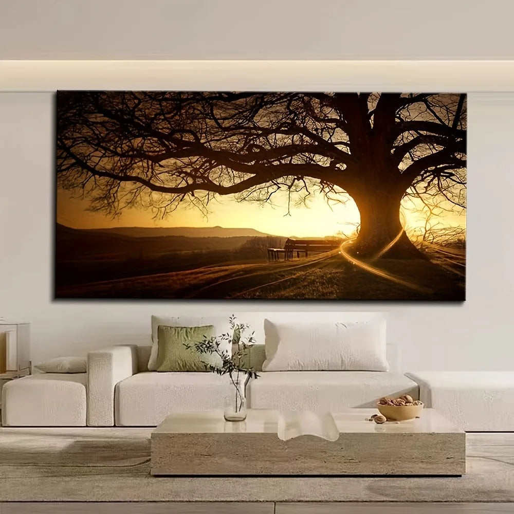 Forest landscape oil painting art print, 1.5" thick pine frame