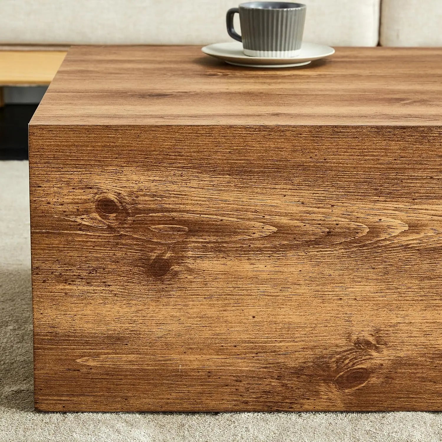 Rectangle Wood Grain Coffee Table Wooden Center Table
