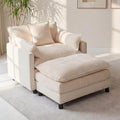 Chenille Upholstered Accent Chair,  Ottoman, Spring-Embedded Cushion, Removable Covers