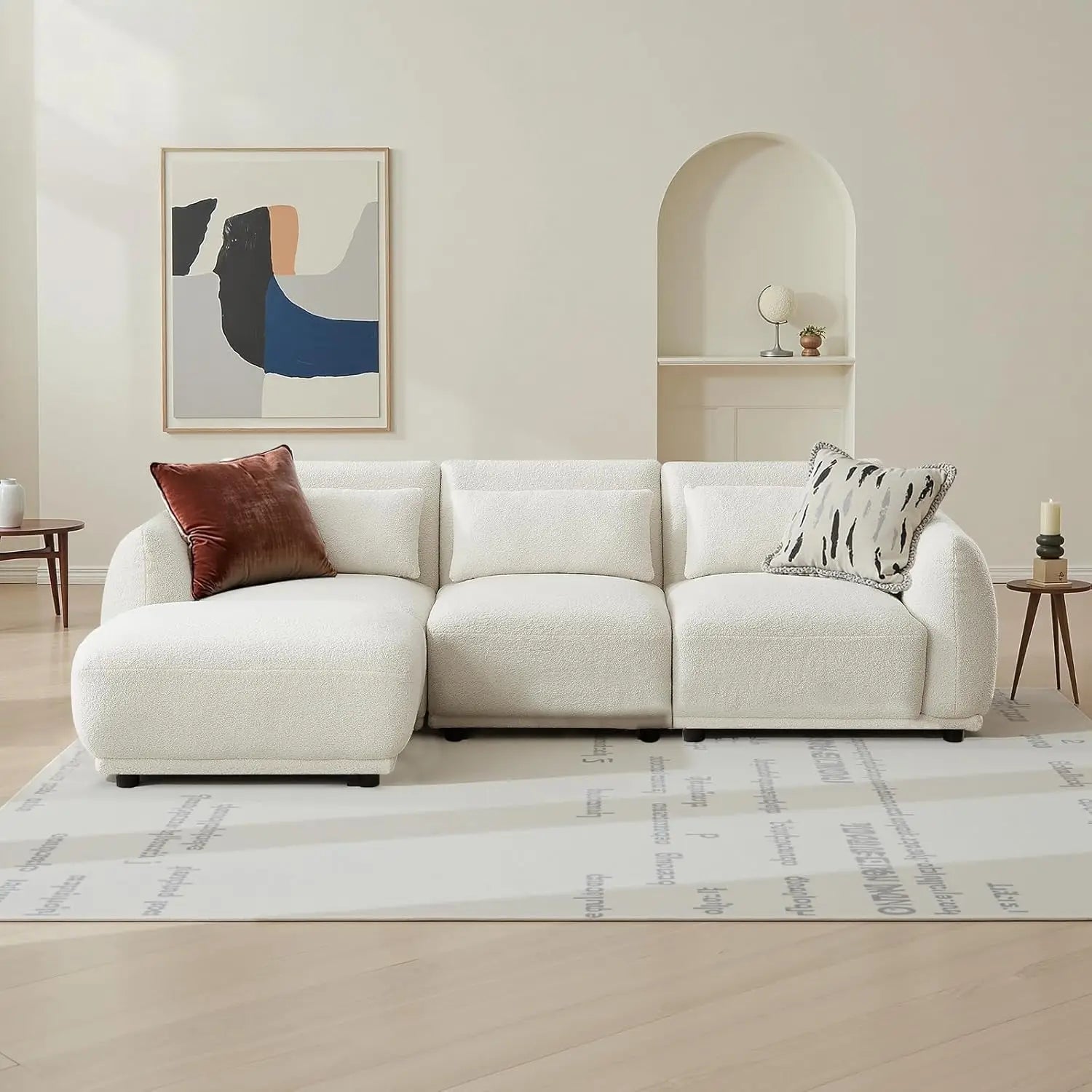 Sectional Lambs Wool L Shape Cloud Couch Ottoman