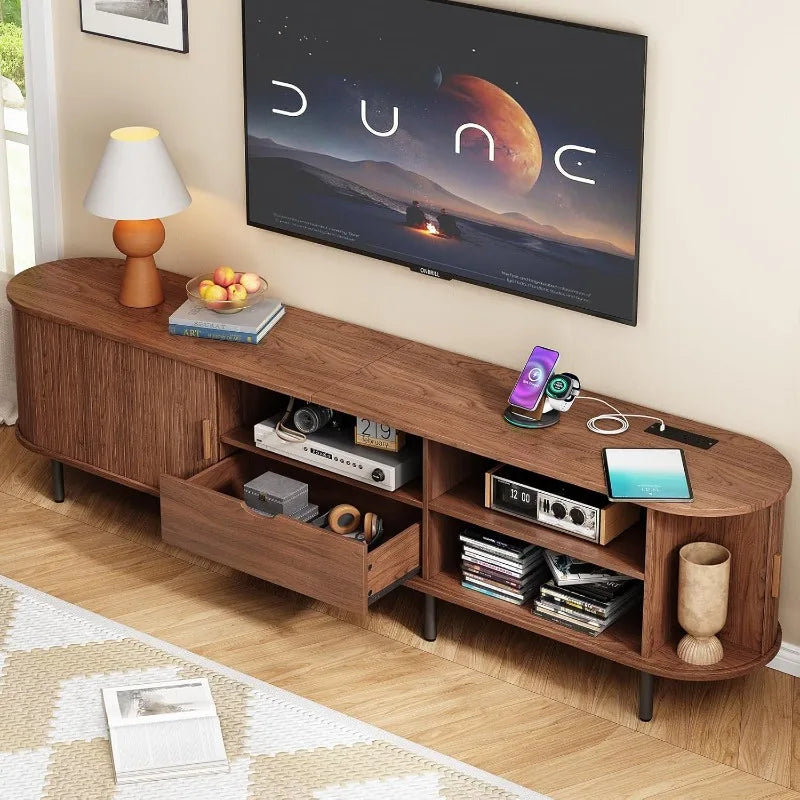 86.6" TV Stand, Power Outlet for TVs up to 90",  Storage,  Drawer